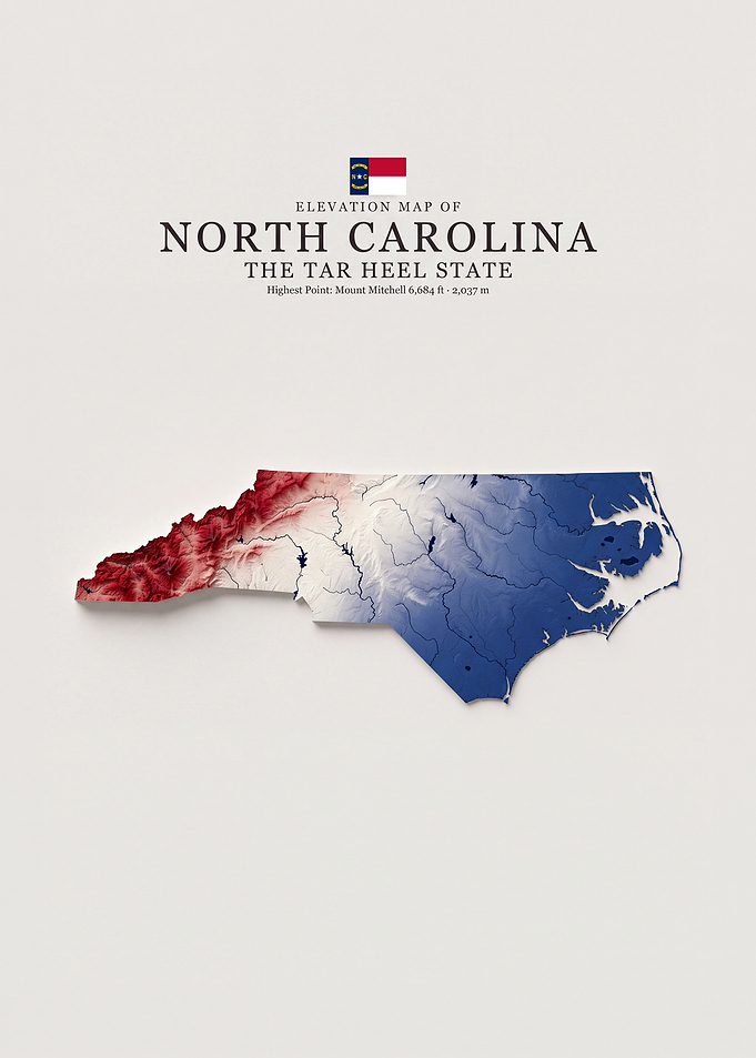 Elevation Map of North Carolina