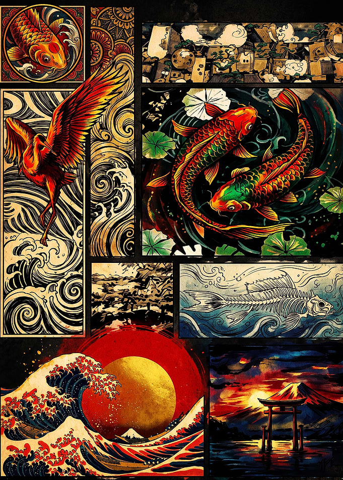 Japanese Traditional Art Collage