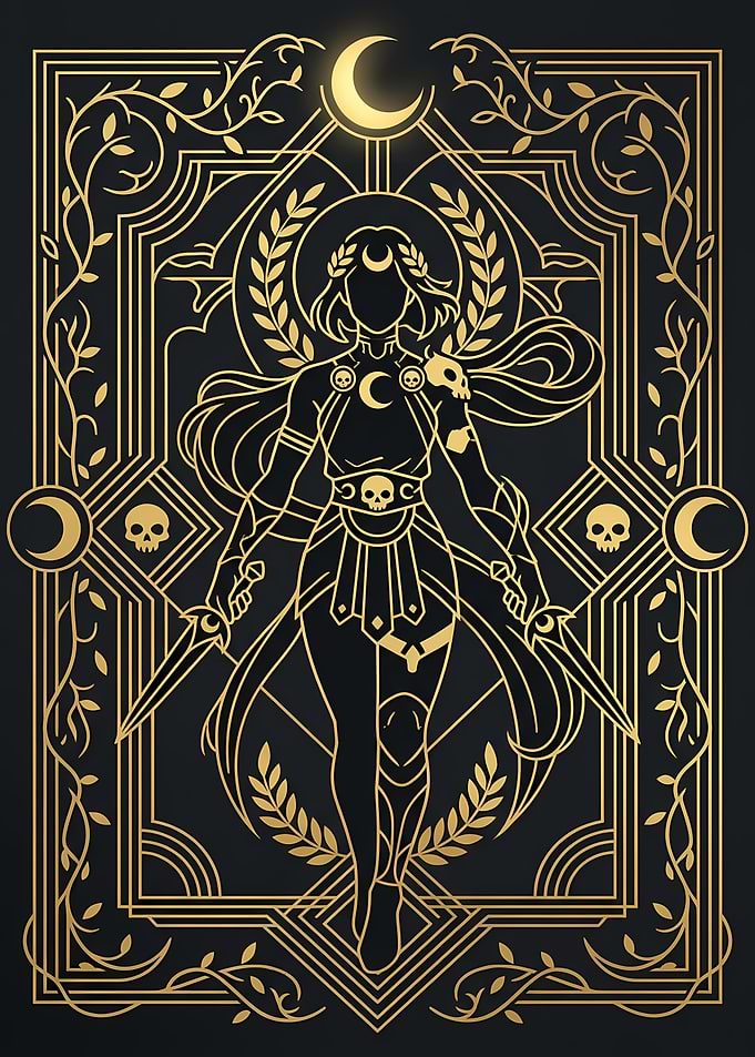 Golden Warrior Goddess Line Art