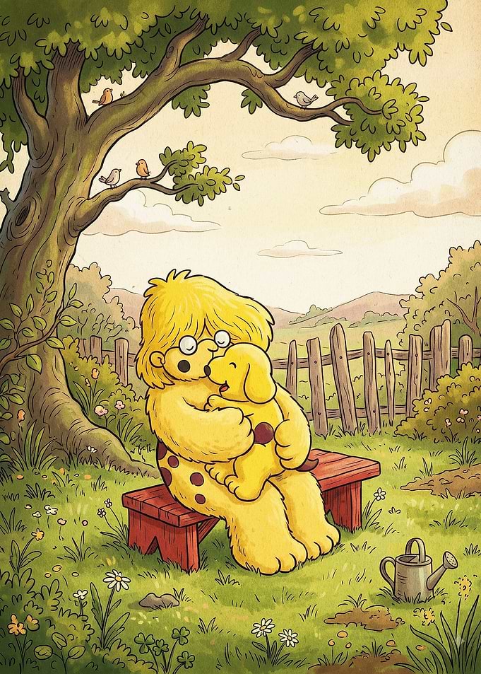 Cute Monster Puppy Hug Watercolor A
