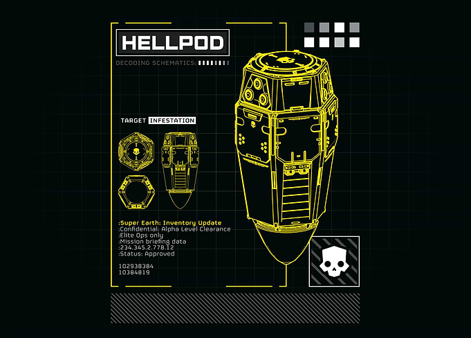 Helldivers II - Hellpod Schematic in Electric Yellow