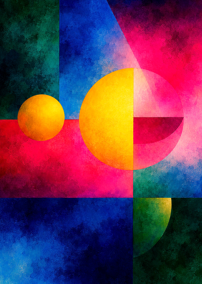 Abstract Geometric Composition with Vibrant Spheres