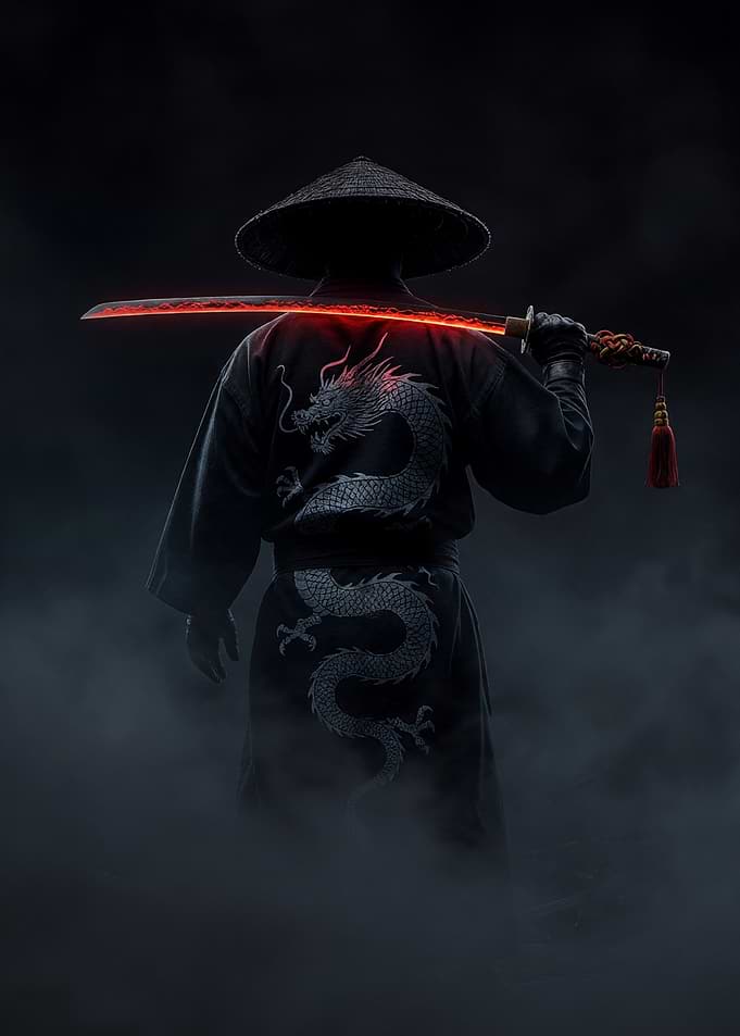 Dragon Samurai with Glowing Katana