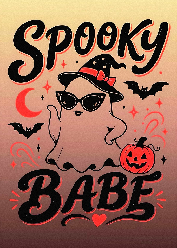Spooky Babe Halloween Ghost Illustration