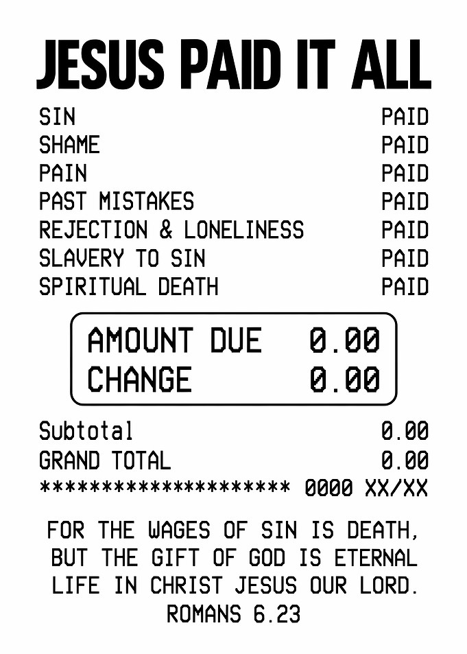 Jesus Paid It All Receipt Poster