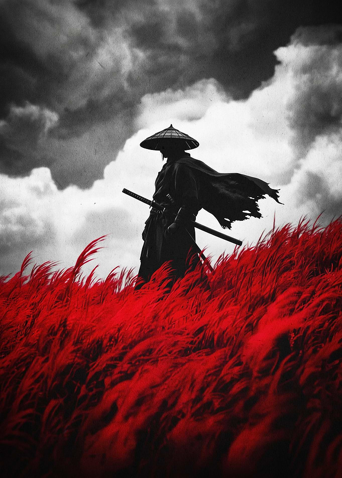 Samurai Ronin Red Field Dark Art