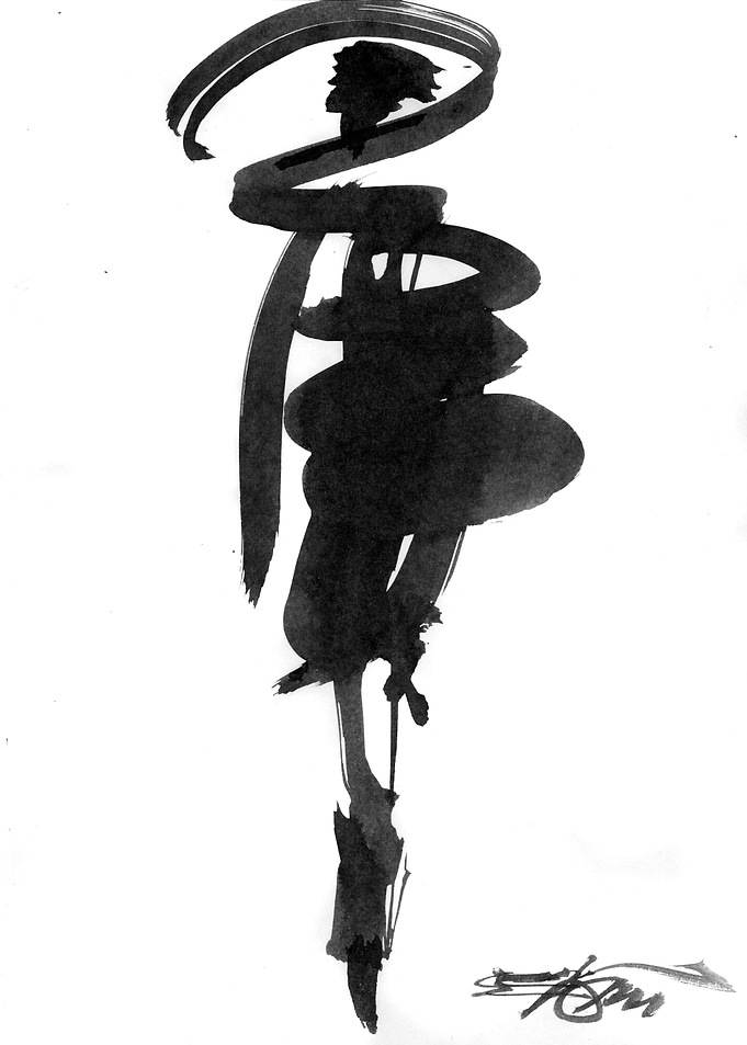 Minimalist Ink Wash Fashion Illustration. A16