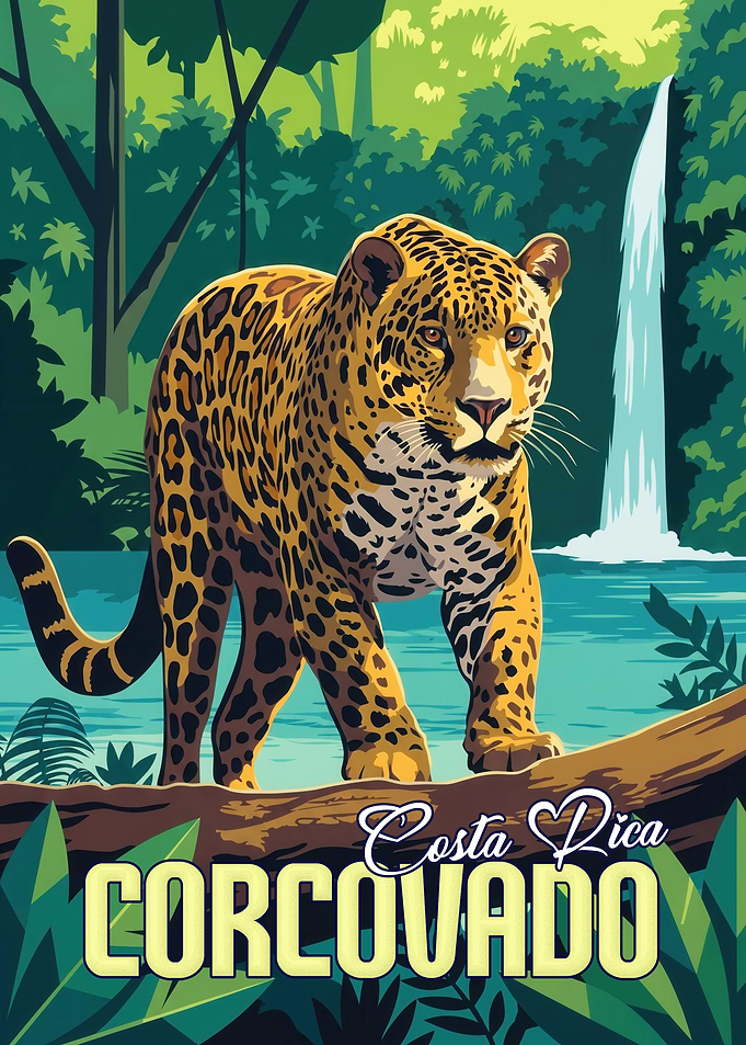 Corcovado Costa Rica Jaguar Travel Poster