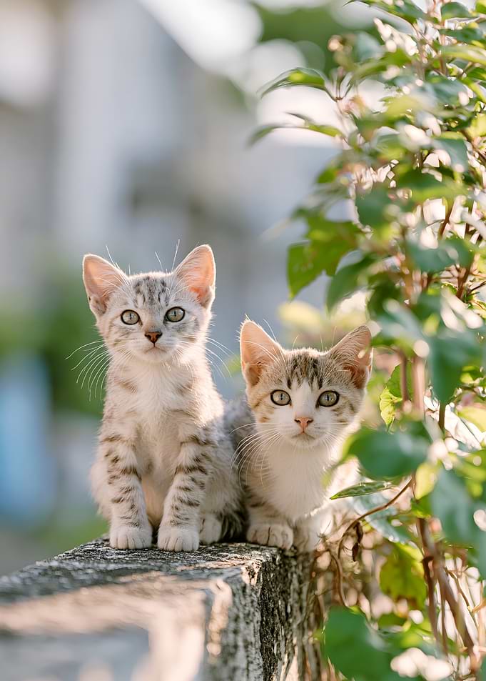 Two Cute Tabby Kittens Outdoors