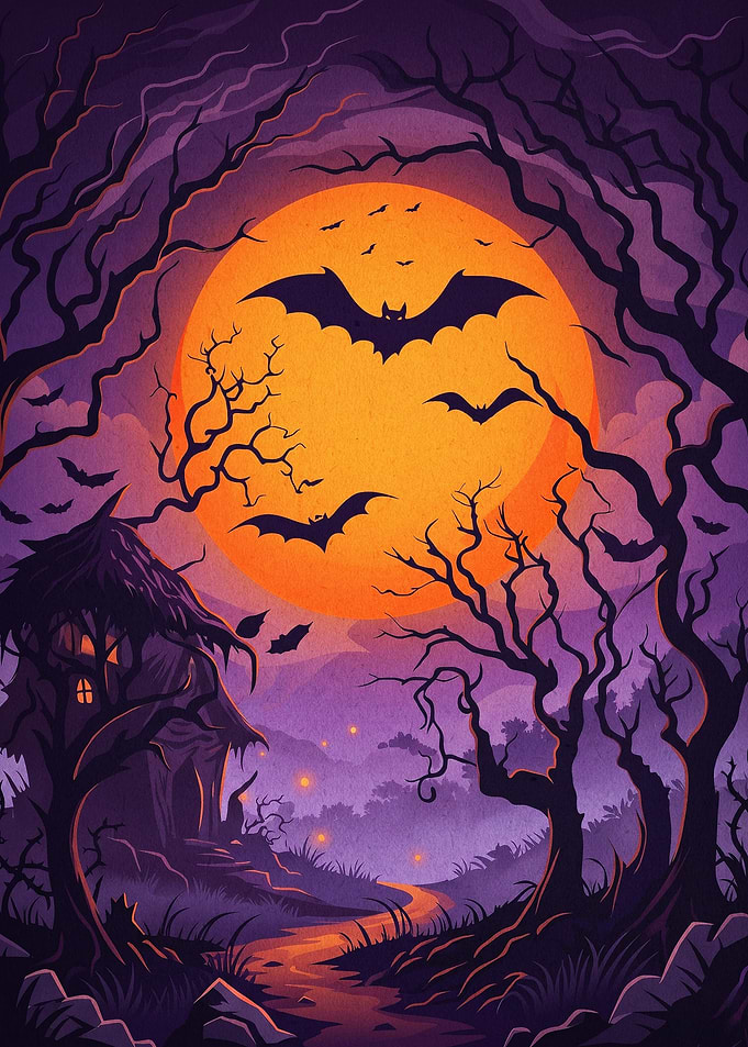 Halloween Bat Moon Spooky Art