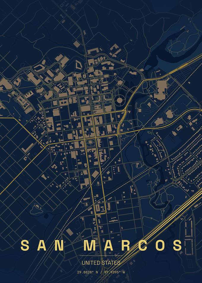 San Marcos City Map Print