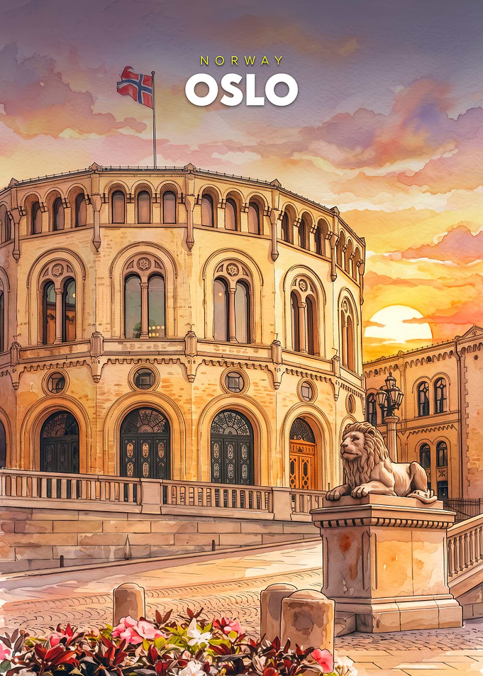 Oslo Norway Watercolor