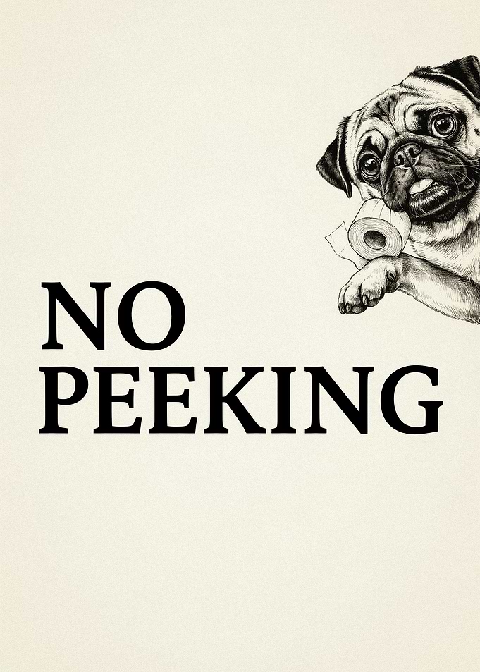 No Peeking Pug Bathroom Sign