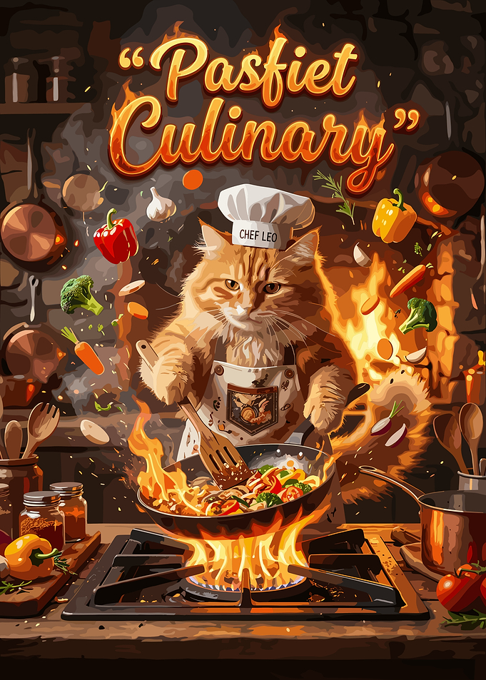 Chef Leo Cat Cooking Culinary Art