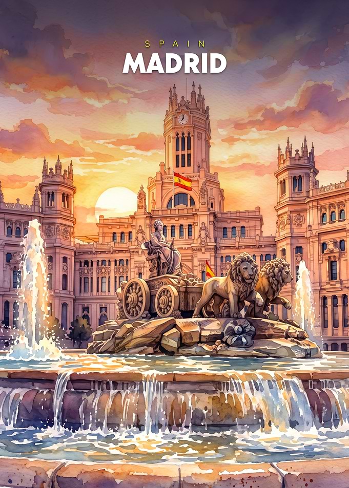 Madrid Spain Watercolor