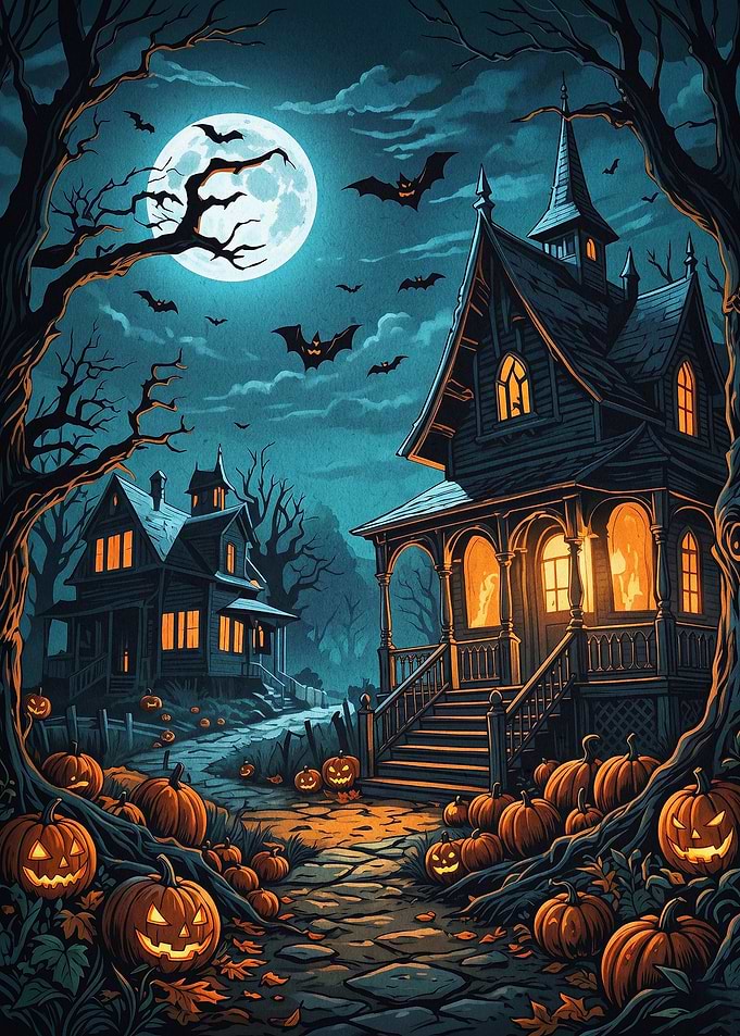 Haunted House Halloween Dark Art