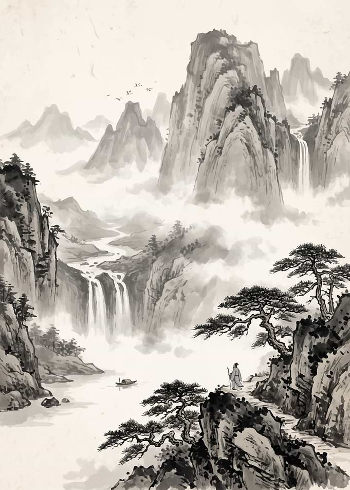 Traditional Chinese Ink Wash Landscape Painting