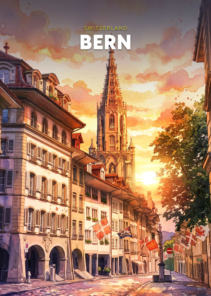 Bern Switzerland Watercolor