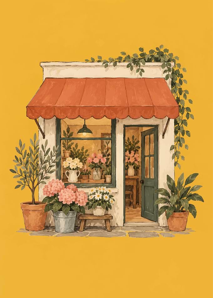 Charming Small Flower Shop Illustration