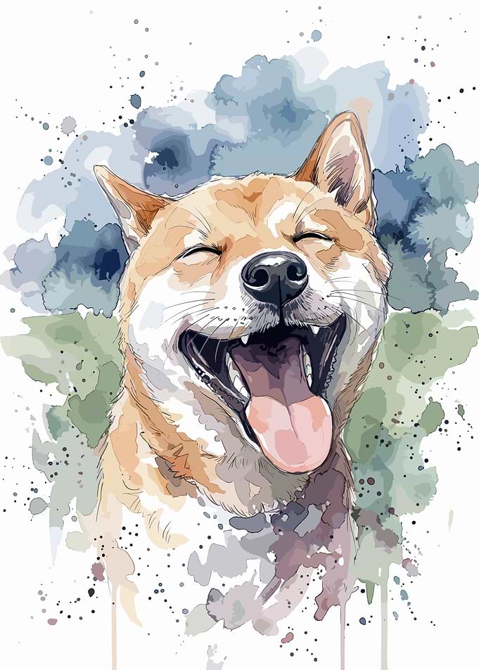Watercolor Shiba Inu Portrait