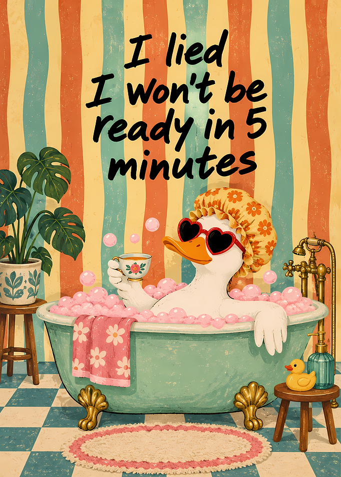 Funny Duck Relaxing in Bathtub