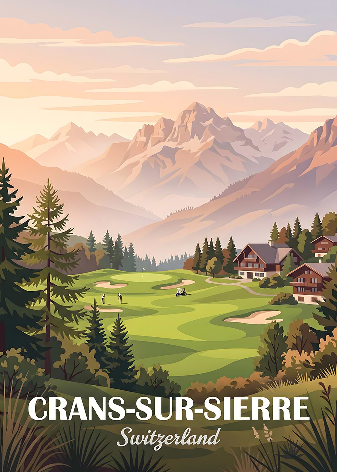 Crans-sur-Sierre Switzerland Golf Travel Poster
