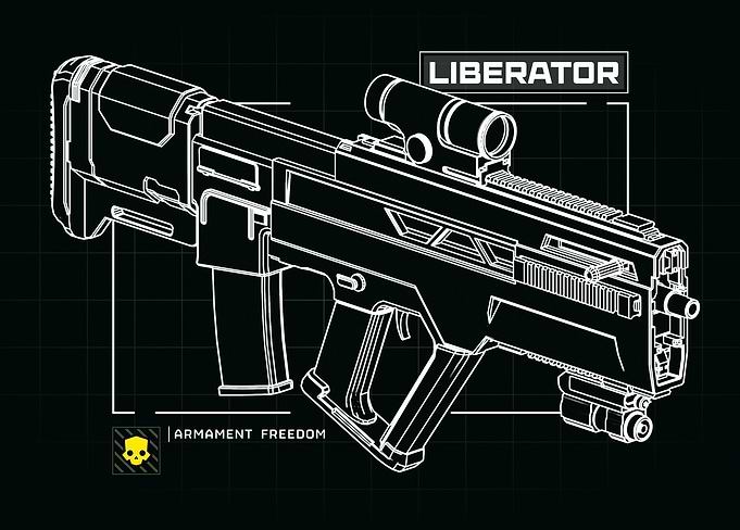 Helldivers II - Liberator Schematic, Monochrome
