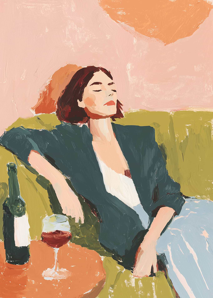 Woman with Wine - Modern Feminine Portrait