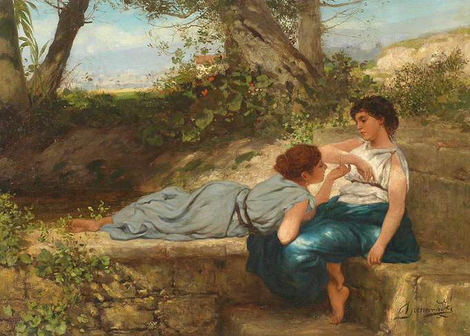Two Women Resting by a Stream