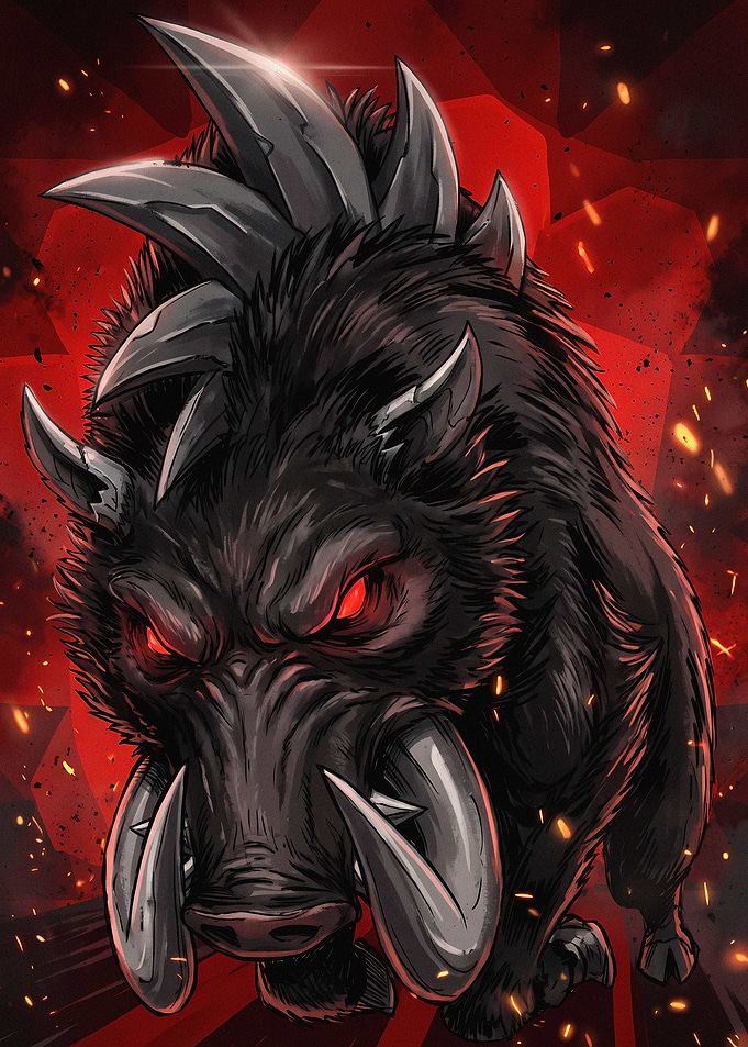 Fierce Armored Boar Illustration