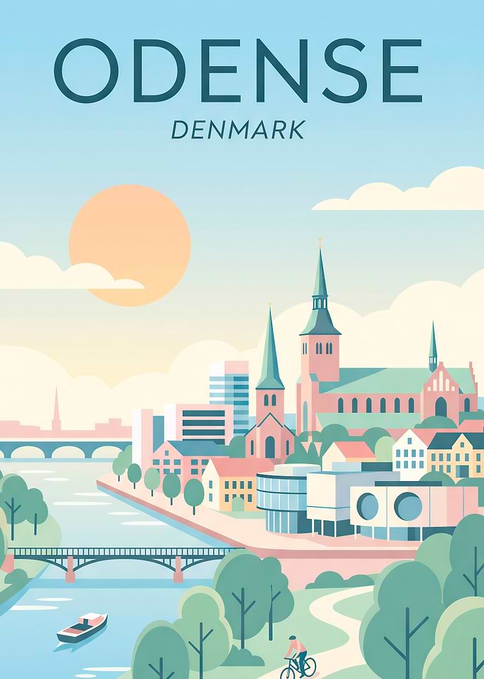 Odense Denmark Travel Poster