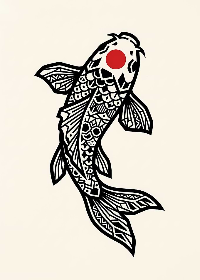 Tribal Pattern Koi Fish Illustration
