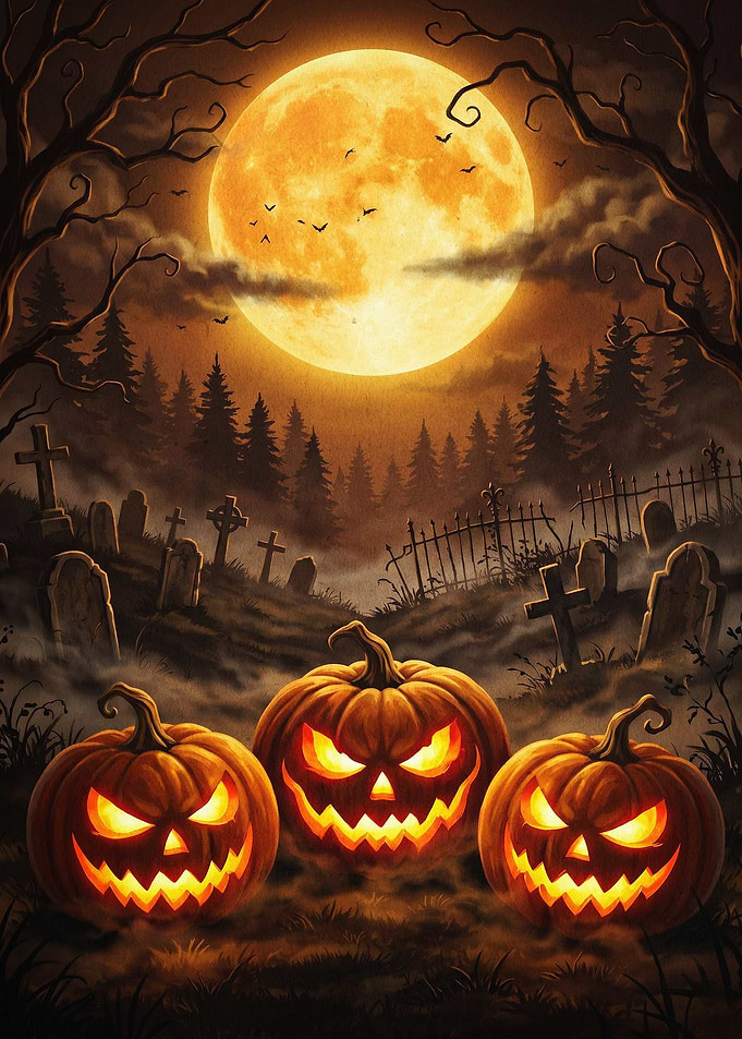 Halloween Pumpkin Cemetery Spooky A