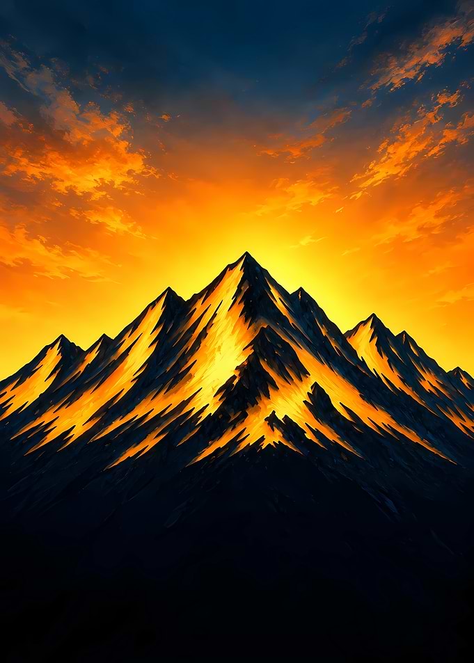 Golden Sunset Over Jagged Mountains