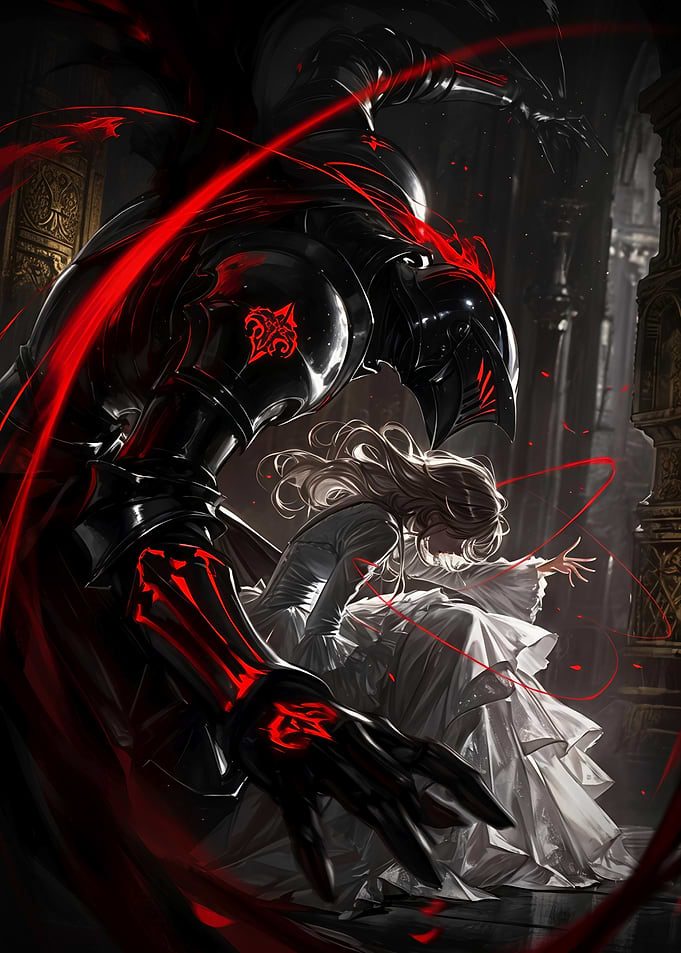 Dark Knight Protecting a Princess