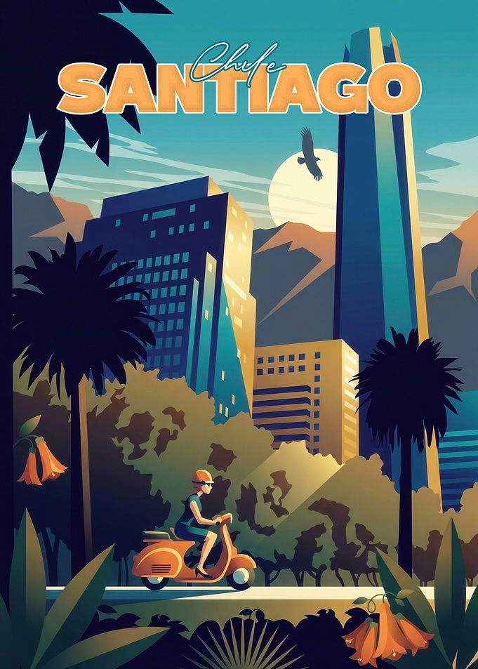 Santiago Chile Travel Poster