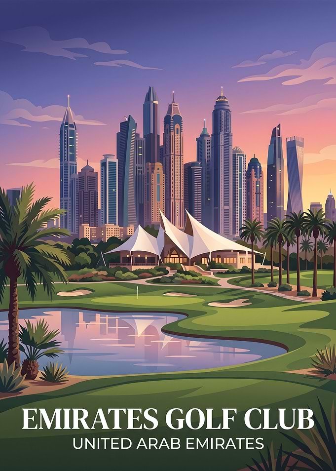 Emirates Golf Club Dubai Travel Poster