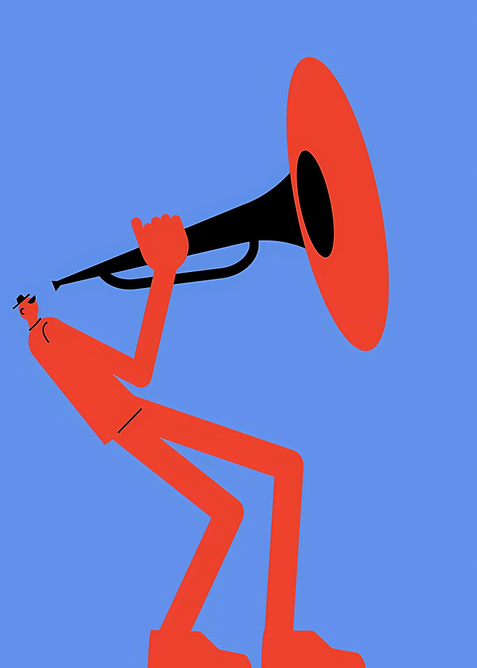 Minimalist Illustration of Jazz Musician