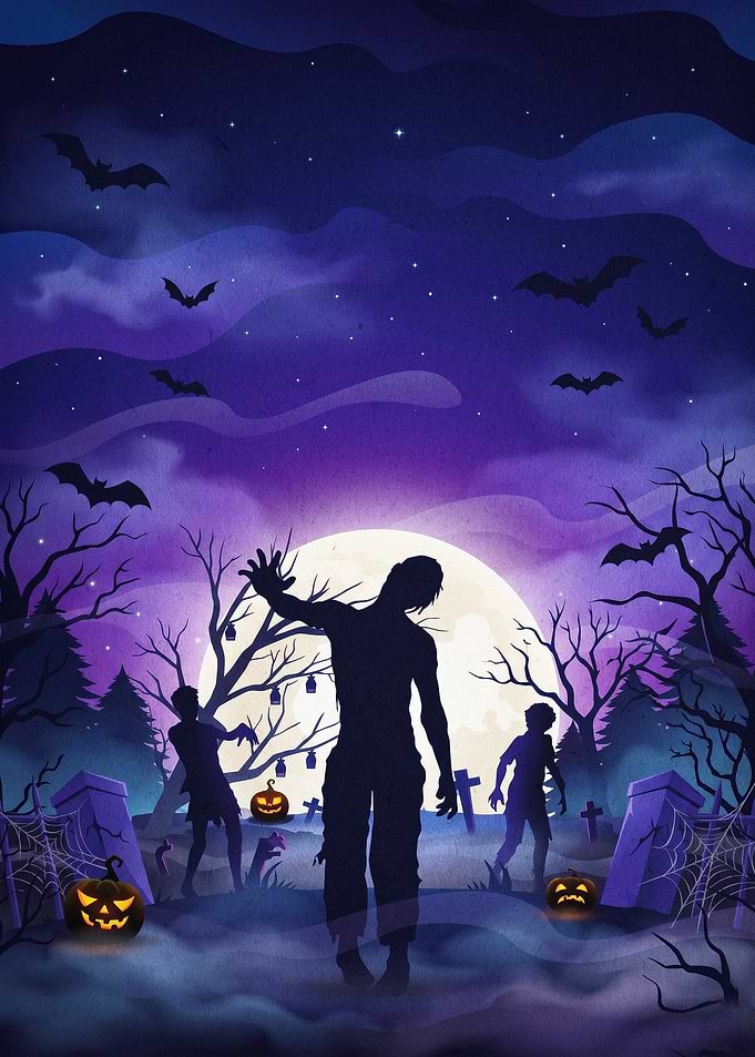 Zombie Halloween Graveyard Poster