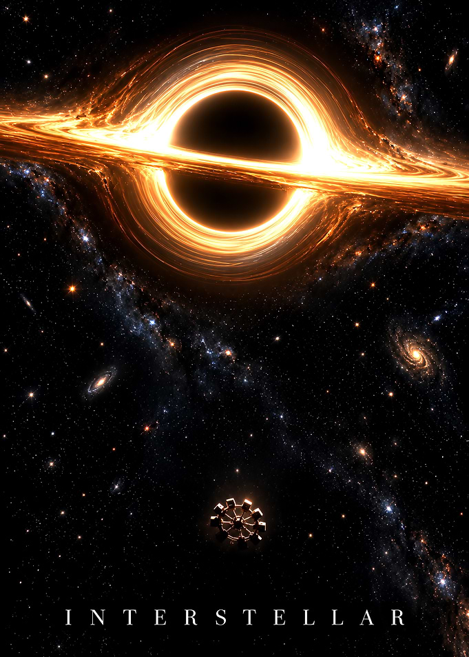 Interstellar Movie Poster with Black Hole
