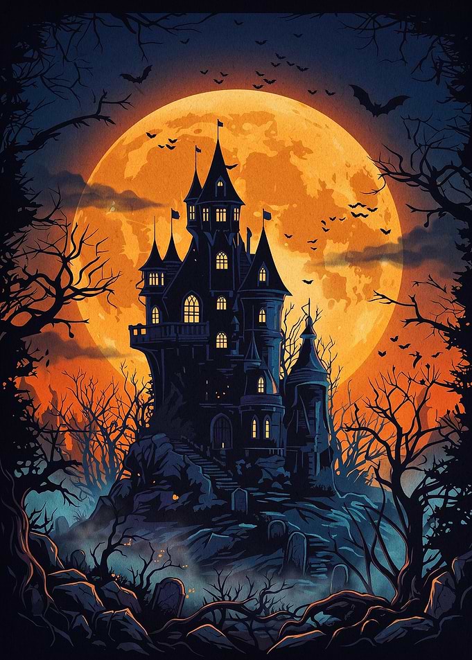 Haunted Castle Spooky Halloween Art