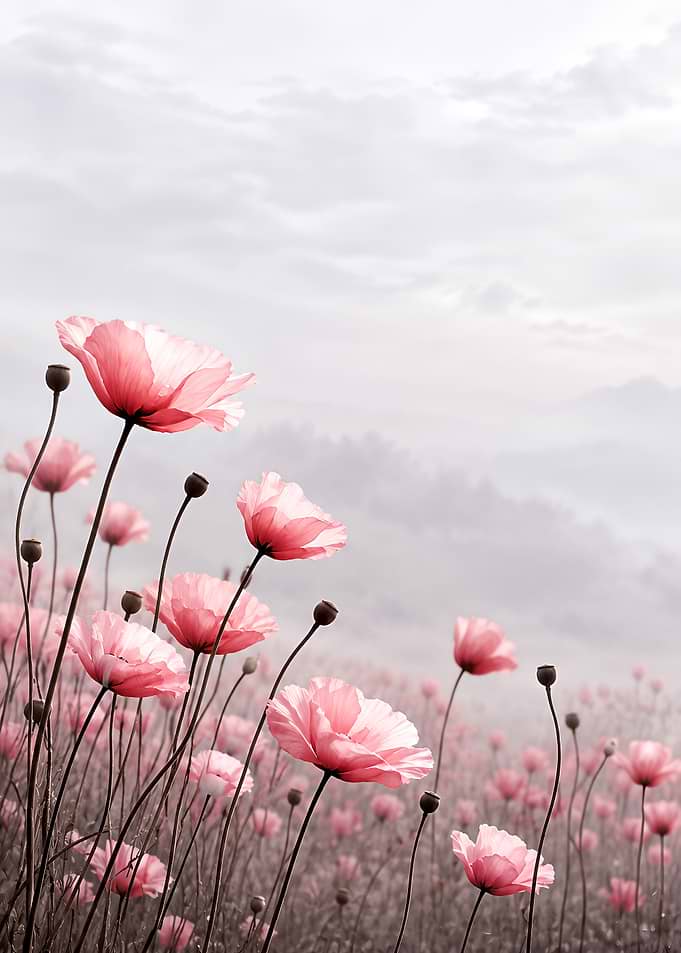 Soft Pink Poppy Field