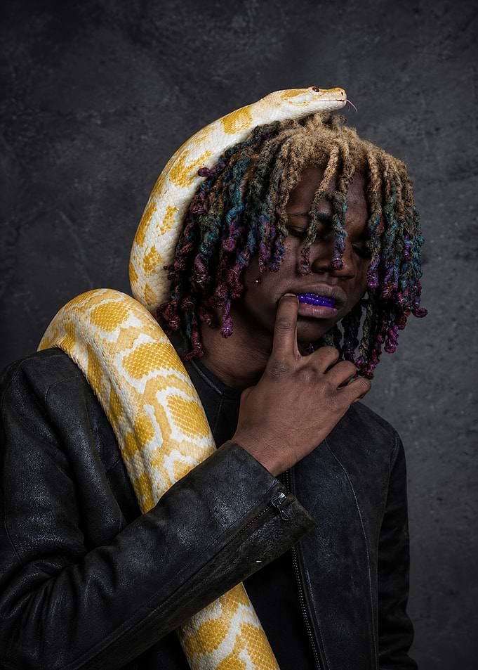 Man with Albino Python
