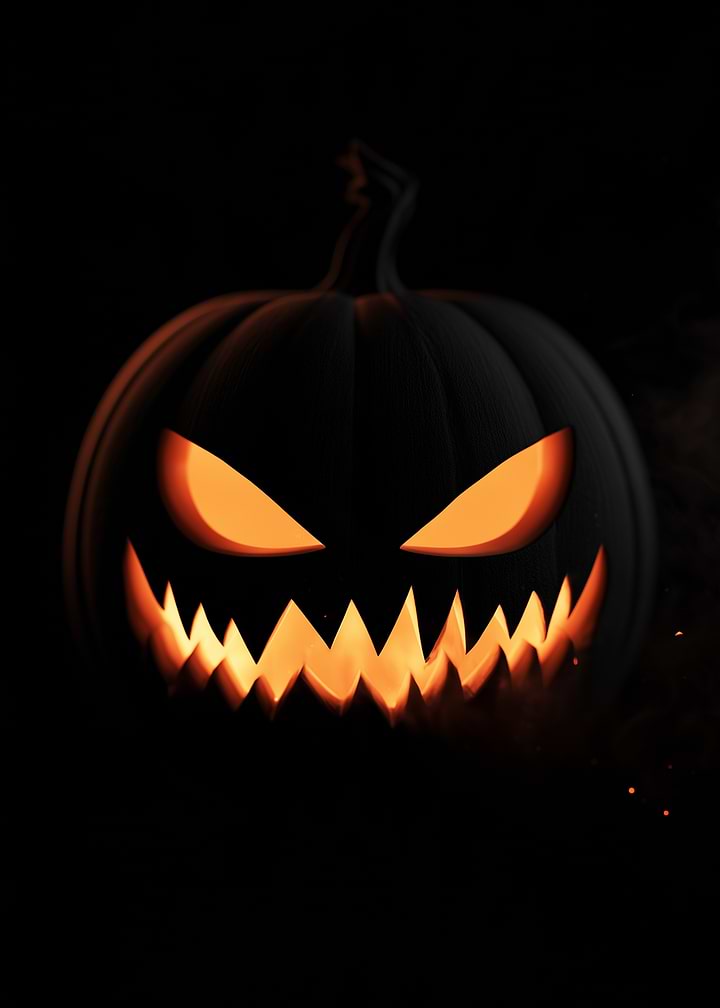 Glowing Spooky Halloween Jack-o'-lantern