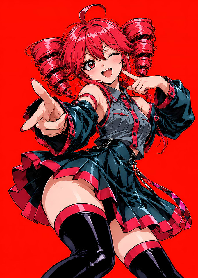 Cheerful Anime Girl with Red Hair