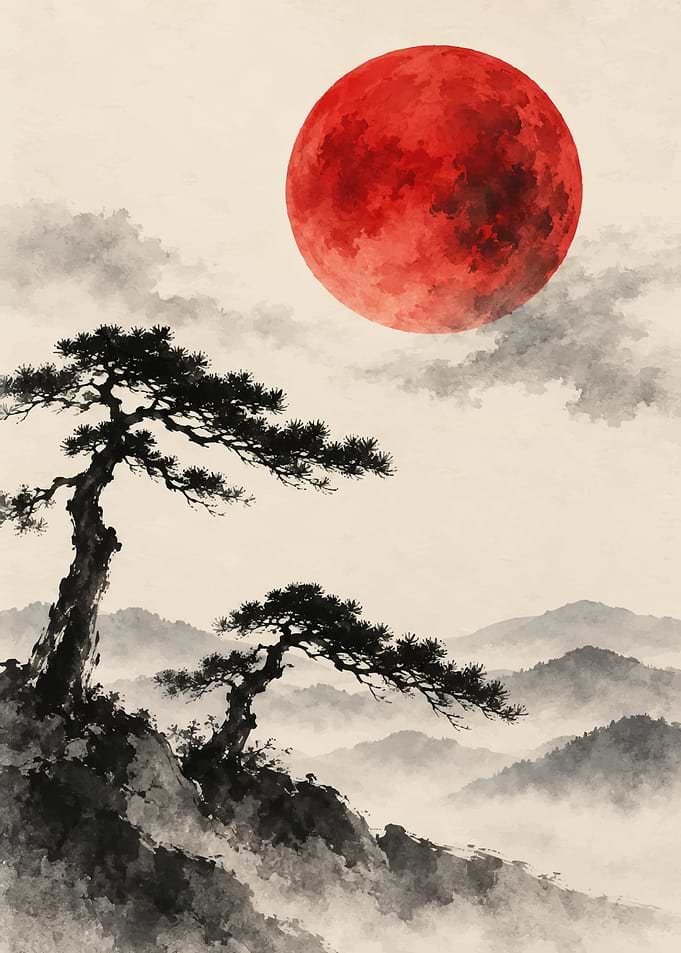Red Moon Over Misty Mountains