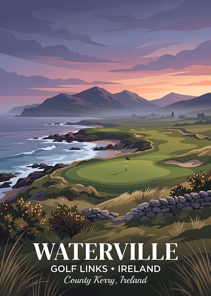 Waterville Golf Links Ireland Travel Poster