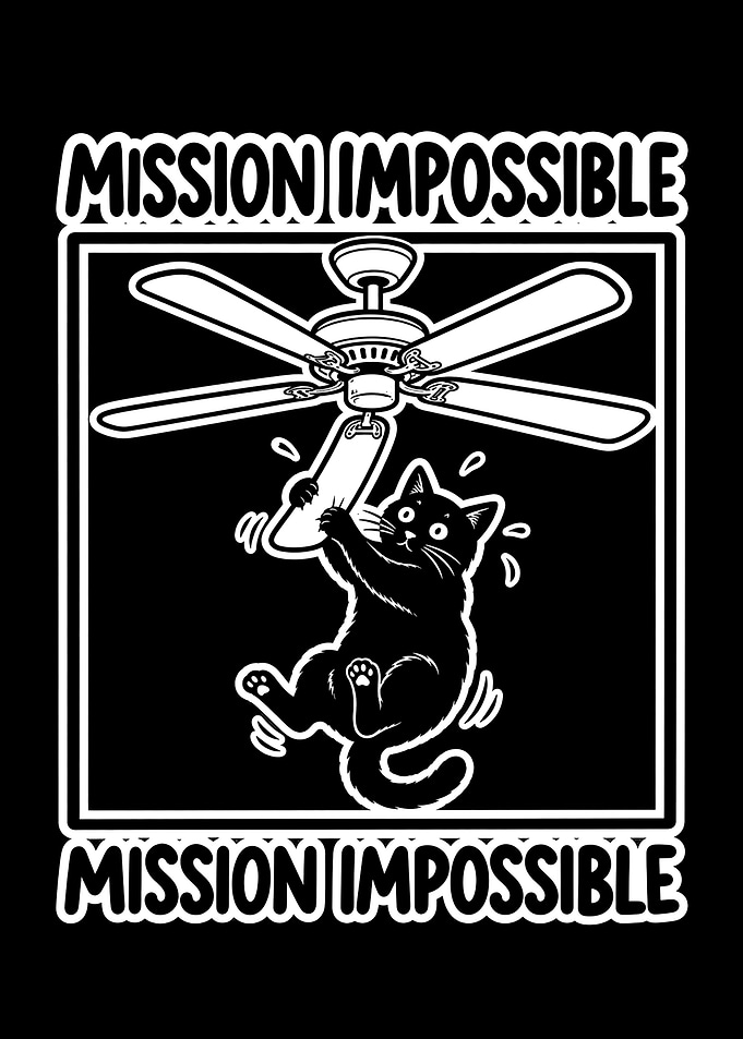 Mission Impossible Cat on Ceiling Fan