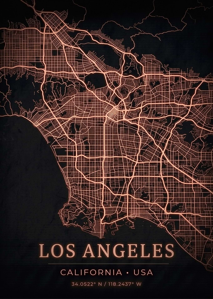 Los Angeles City Map Poster