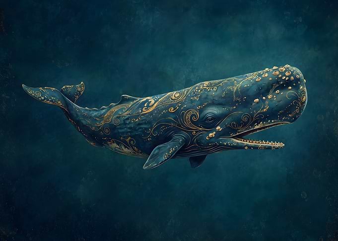 Ornate Golden Patterned Sperm Whale